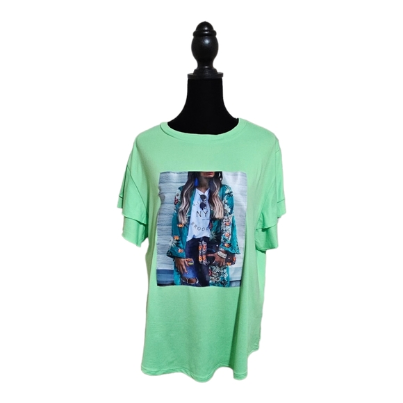 KO.KO. AILIS Brooklyn NYC Women's T-Shirt w Silk Screen Photo & Sequins 3X - Picture 2 of 9